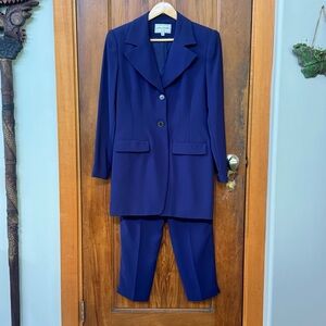 Vintage Lena Gabrielle Bright Blue Pant Suit, Long Blazer and Pants (8)